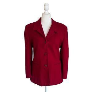 Vintage Morgan Taylor Studio Blazer, Red Wool, Womens 12, 3 Button, Long Sleeve